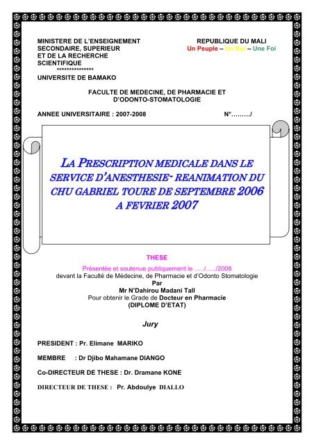 LA PRESCRIPTION MEDICALE DANS LE SERVICE D ...