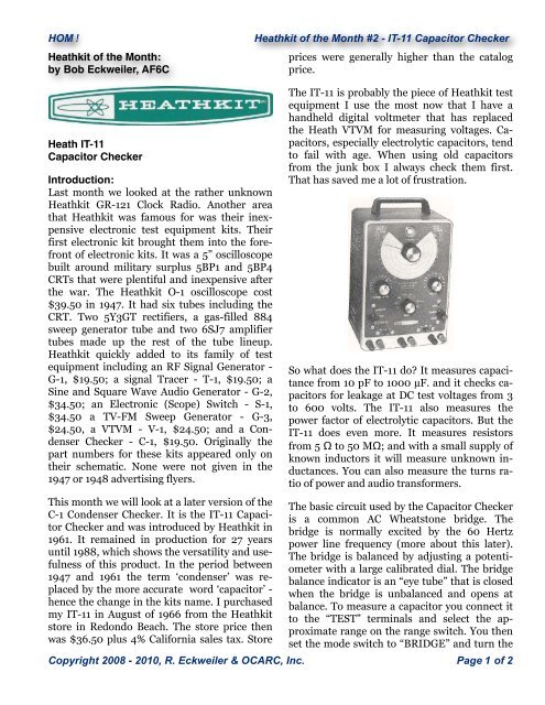 Heathkit IT-11 - Orange County Amateur Radio Club