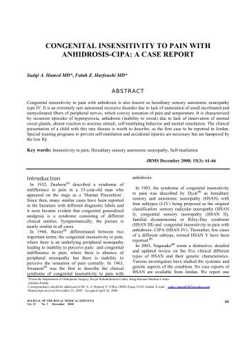 congenital insensitivity to pain with anhidrosis-cipa: a case