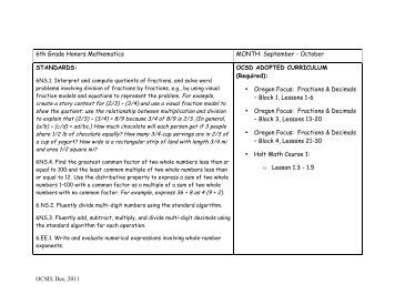 201314 5th Grade Math Curriculum Map Standards â Quarter 1 201314 5th Grade Math Curriculum Map Standards â Quarter 1