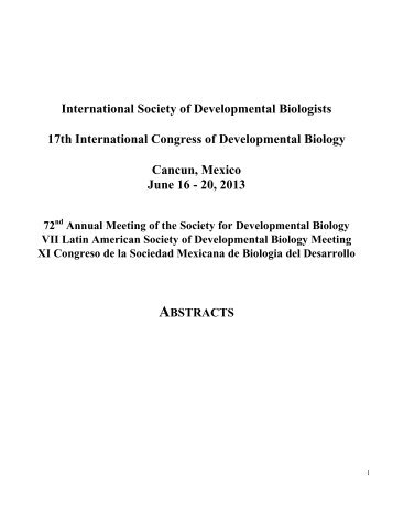 Congress Abstracts - Society for Developmental Biology