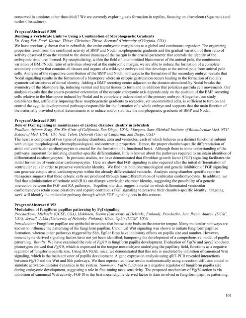 Congress Abstracts - Society for Developmental Biology