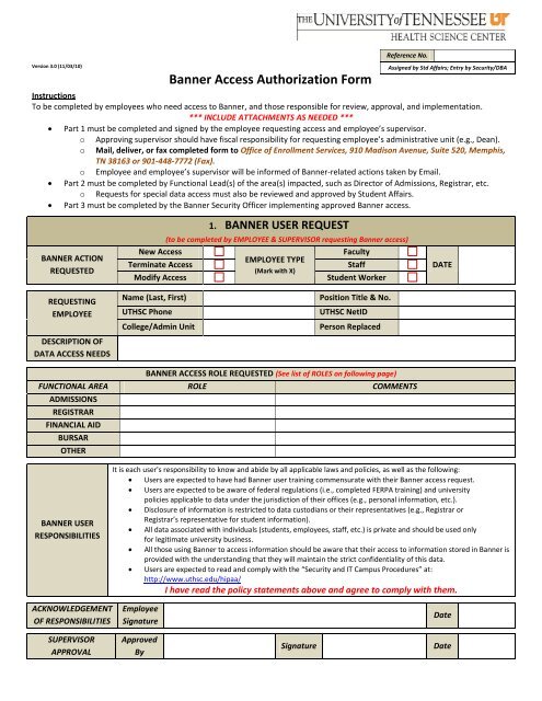 Banner Access Authorization Form