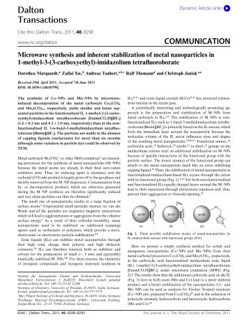 COMMUNICATION Microwave synthesis and inherent stabilization ...