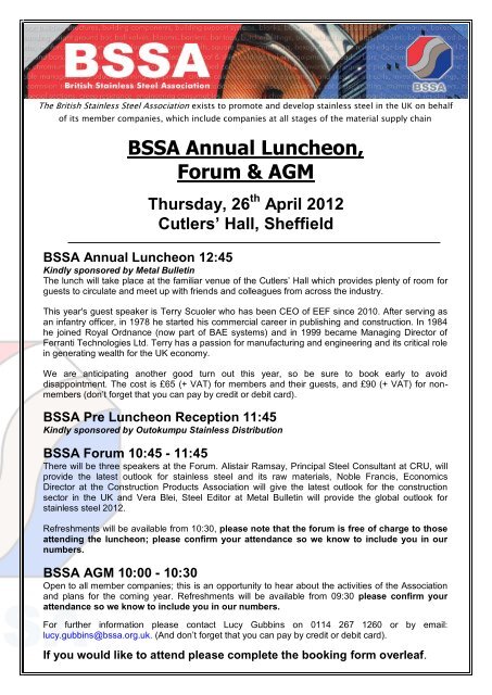 BSSA GUIDE TO STAINLESS STEEL SPECIFICATIONS - British Stainless ...