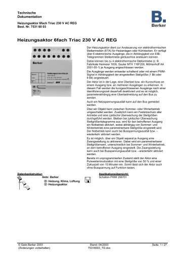 Heizungsaktor 6fach Triac 230 V AC REG