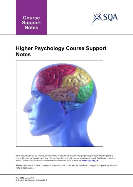 Higher Psychology Course Support Notes - Scottish Qualifications ...
