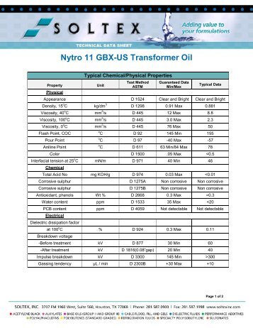 Nytro 11 GBX-US Transformer Oil - Soltex