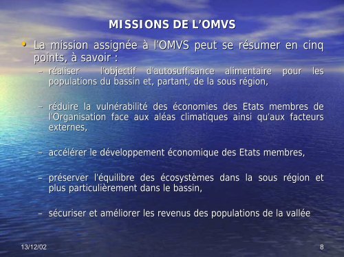 missions de l'omvs - INBO