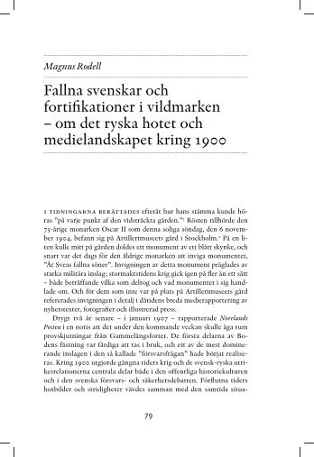 Fallna svenskar och fortifikationer i vildmarken – om det ryska hotet ...