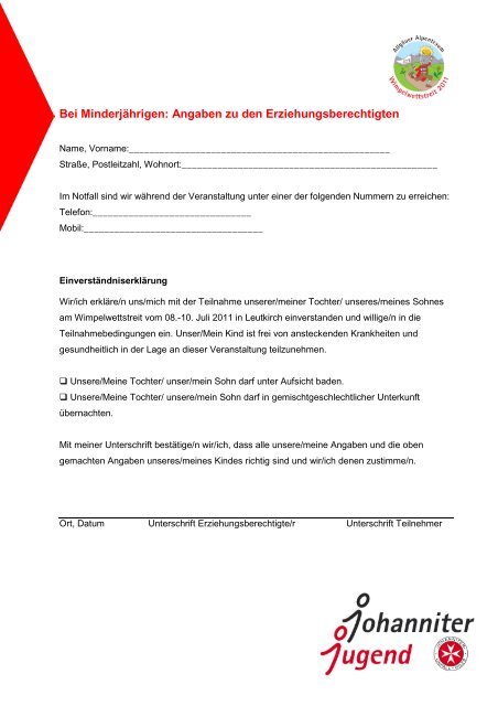 Wimpelwettstreit 08.-10.07.2011 - Ausschreibung (pdf) - Johanniter ...