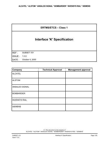 Interface 'K' Specification