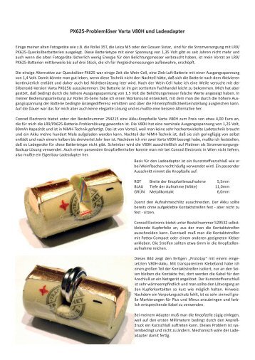 PX625/LR9-Quecksilber-Batterie-Ersatz Informationen und ...