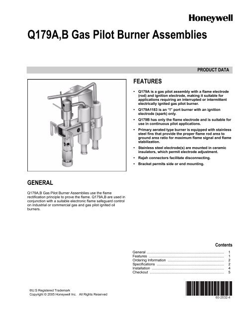 60-2032-4 - Q179A,B Gas Pilot Burner Assemblies