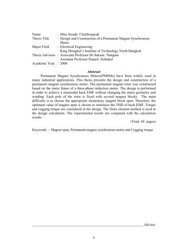 Design and Construction of a Permanent Magnet Synchronous ...