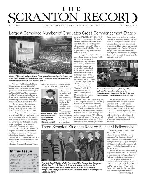 THE SCRANTON RECORD The University of Scranton