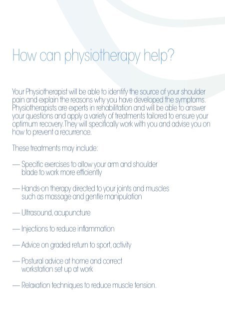 Shoulder Pain Information Leaflet - Blairgowrie Physiotherapy