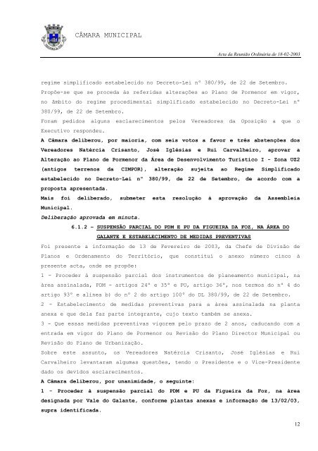 ACTA N.Ã‚Âº 004/2003 REUNIÃƒÂƒO ORDINÃƒÂRIA DE 18-02-2003