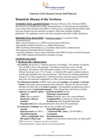 Hemolytic Disease of the Newborn