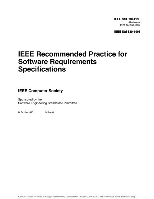 Ieee Srs Template Download