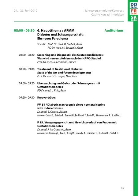 Programm 2010 - Jahreskongress gynécologie suisse, SGGG