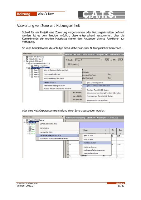 Heizung Inhaltsverzeichnis - CATS Software GmbH