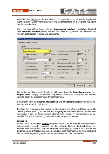 Heizung Inhaltsverzeichnis - CATS Software GmbH