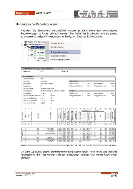 Heizung Inhaltsverzeichnis - CATS Software GmbH