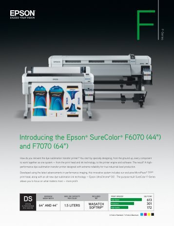 Introducing the EpsonÂ® SureColorÂ® F6070 (44å«) and F7070 (64å«)