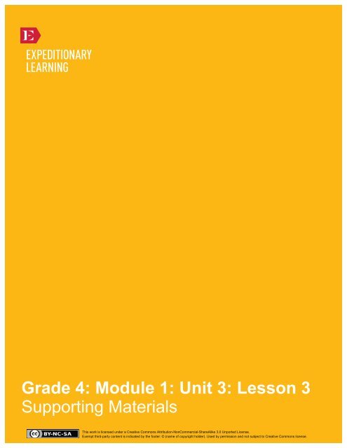 Grade 4 ELA Module 1, Unit 3, Lesson 3 - EngageNY