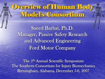 Overview Of Human Body Models Consortium - University of ...