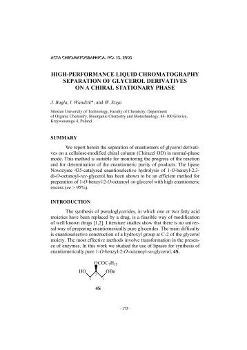high-performance liquid chromatography separation of glycerol ...