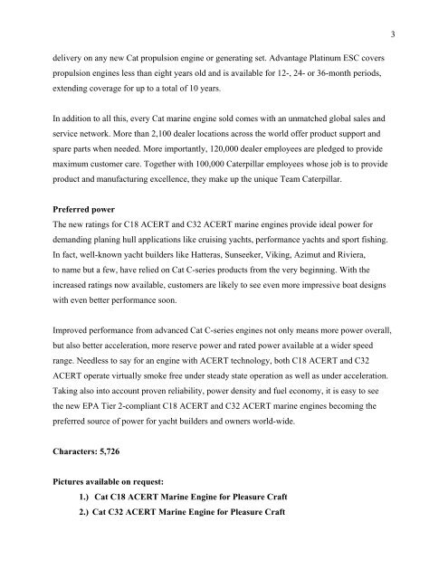 News Press Release - Marine Engines Caterpillar