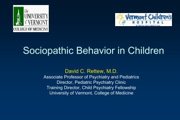 Sociopathic Behavior in Children - College of Medicine - University ...