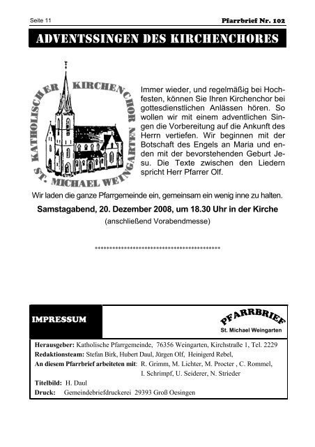 Pfarrbrief102-Dezember 2008 - St. Michael Weingarten