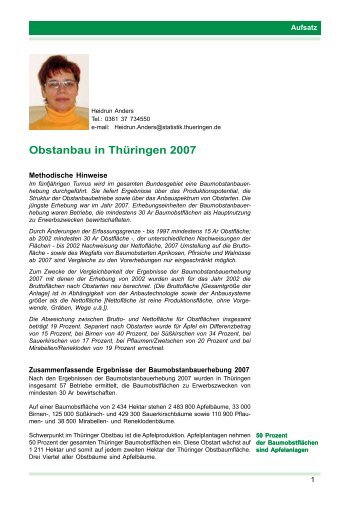Obstanbau in Thüringen 2007 - Thüringer Landesamt für Statistik