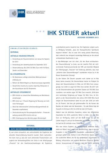 Steuer aktuell Dezember 2013 - IHK Nürnberg für Mittelfranken