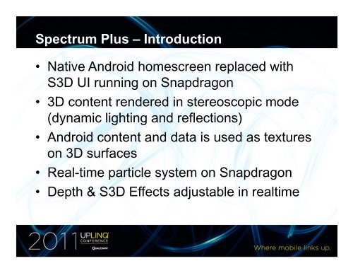 Stereoscopic 3D UIs on Snapdragon- based Android Devices - Uplinq