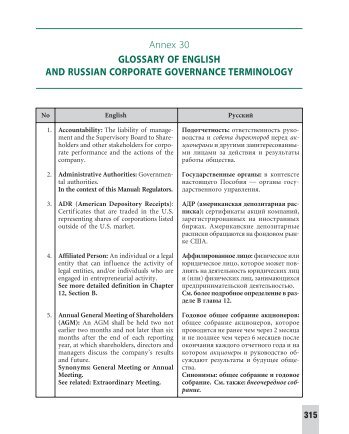 Annex 30 GLOSSARY OF ENGLISH AND RUSSIAN CORPORATE ...
