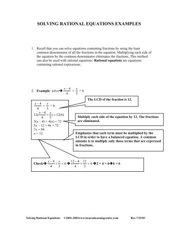 Printables Solving Rational Equations Worksheet solving rational equations worksheet beacon learning center answers learning