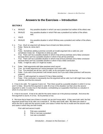 Answers to the Exercises -- Introduction