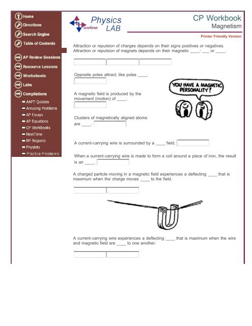 Magnetism Worksheet - Schaumburg High School