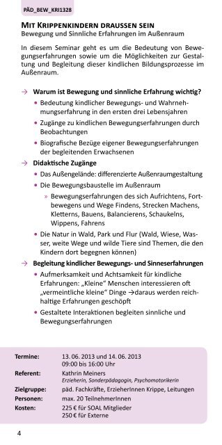 SOAL Fachveranstaltungen Krippe 2013