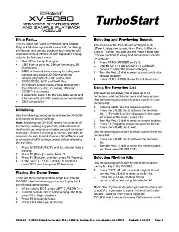 XV-5080 TurboStart (PDF) - Roland UK