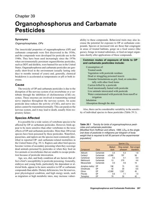 Organophosphorus and carbamate pesticides - National Wildlife ...
