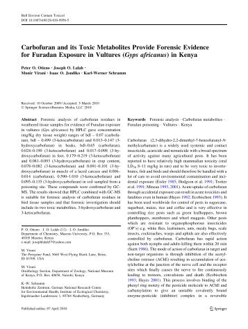 Carbofuran and its Toxic Metabolites Provide Forensic Evidence for ...