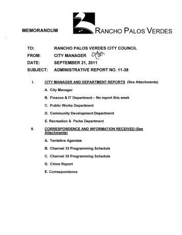 ADMINISTRATIVE REPORT NO. 11-38 - Palos Verdes on the Net