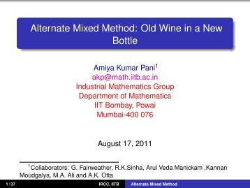 Title : Alternate Mixed Method: Old Wine in a New Bottle - IRCC