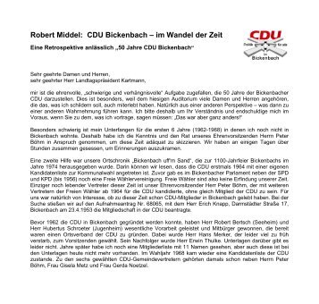 Robert Middel: CDU Bickenbach â im Wandel der Zeit