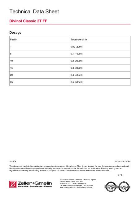 Technical Data Sheet - Zeller+Gmelin GmbH